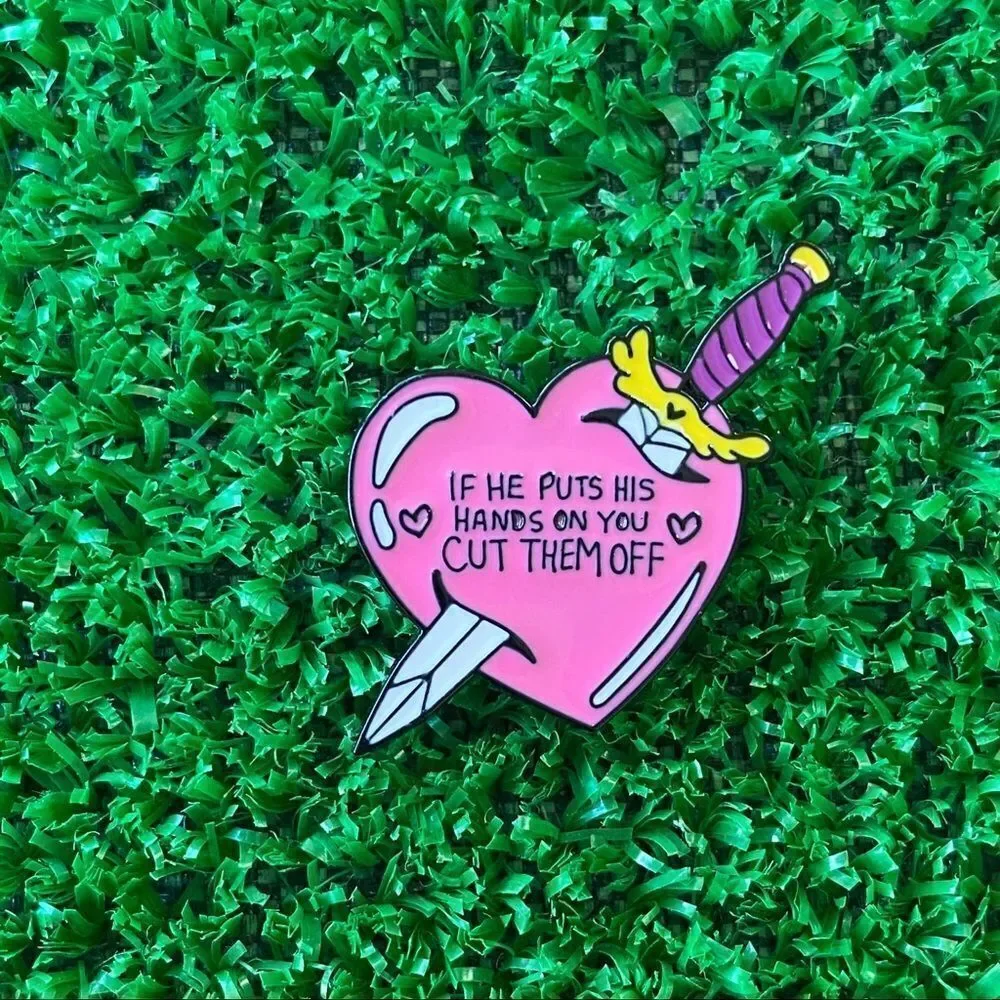 Cut His Hands Heart Enamel Pin/ Brooch